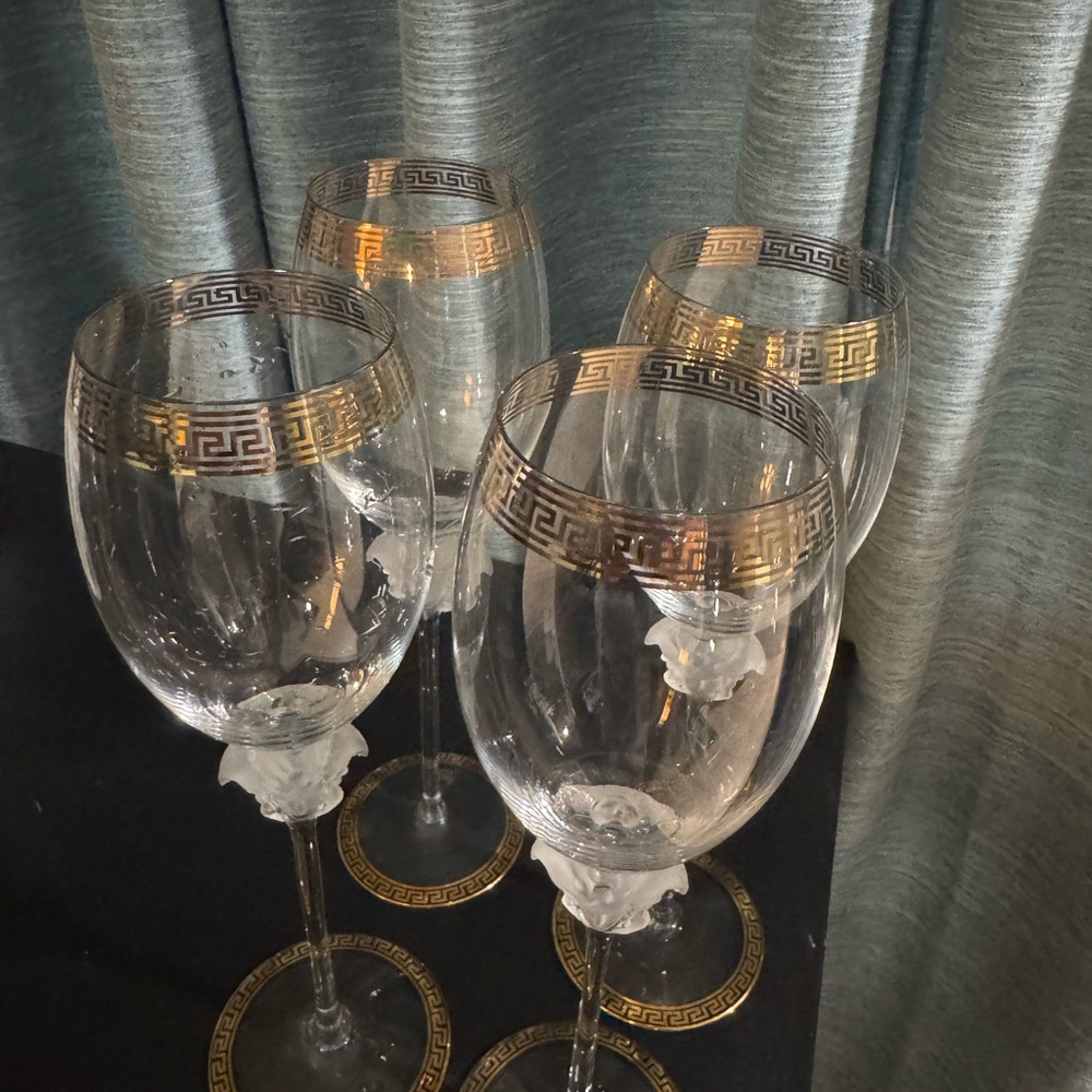 Versace Collection Gold Trim Wine Glass Set of 4